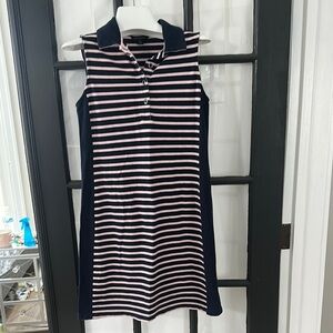 Lands End navy pink sleeveless polo dress 💕